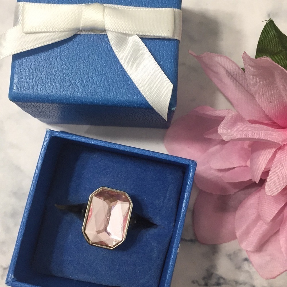 Pink Geometric Adjustable Statement Ring